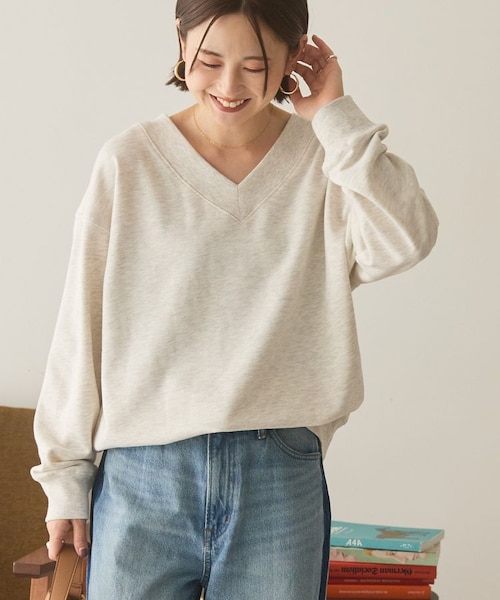 ワンポイントプルオーバー デニムワンポイントナンバリング刺繍 ラインハーフジッププル