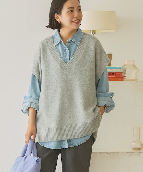 BACCA エコリリーVネックニットベスト BACCA（バッカ）の「□エコリリーVネックニットベスト（ニット