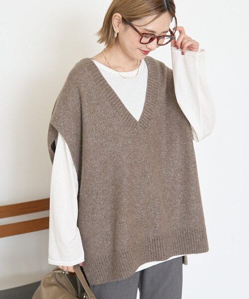 ラメ入りVネックニットベスト｜アメリカンホリックの通販｜&mall