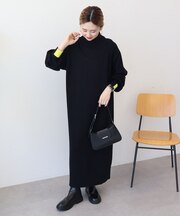 バイパチモックネックニットワンピース<静電気軽減>