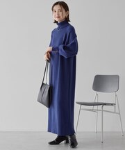 バイパチモックネックニットワンピース<静電気軽減>