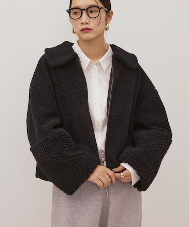 衿付きボアブルゾン