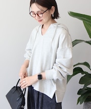 スキッパー裏毛パーカー