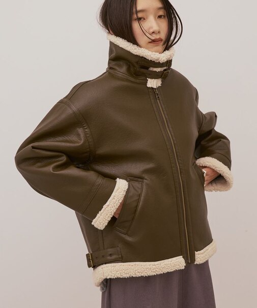 ボアフェイクレザーブルゾン