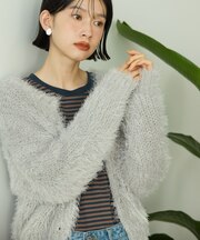 シャギーニットクルーネックカーディガン