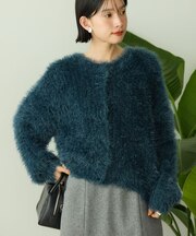 シャギーニットクルーネックカーディガン