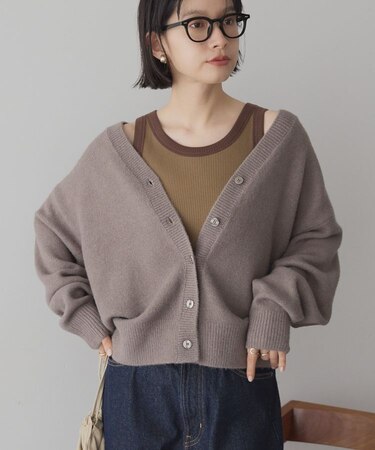 Vネックラメニットカーディガン