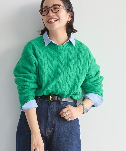 ミドルゲージケーブルニットプルオーバー