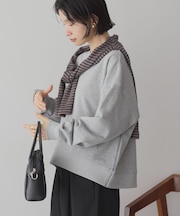 配色ライン裏毛プルオーバー