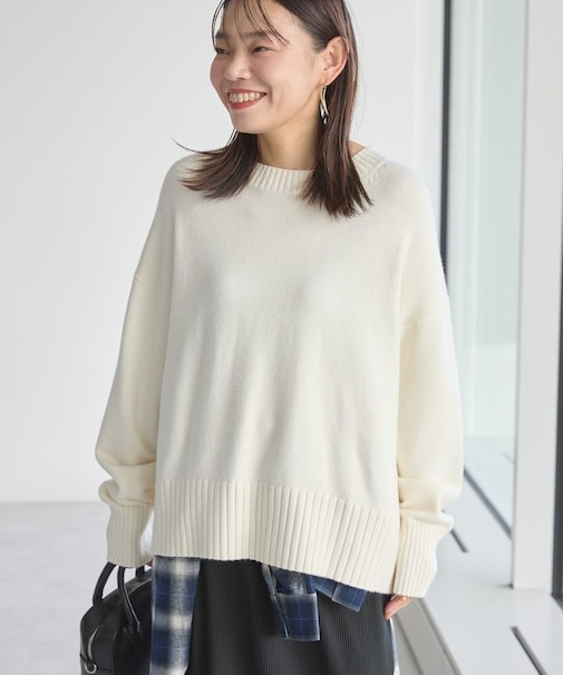 バイパチモックネックニットプルオーバー<静電気軽減>