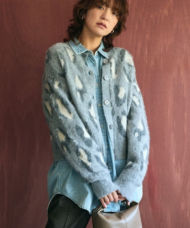 レオパード柄ニットカーディガン