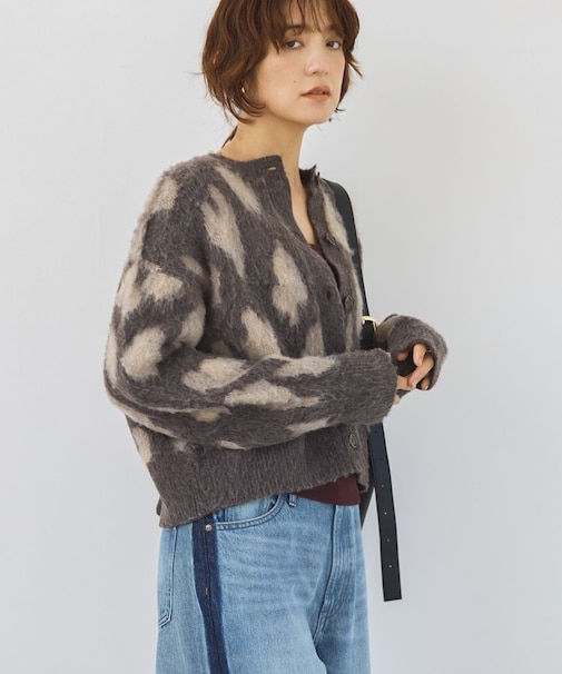 レオパード柄ニットカーディガン