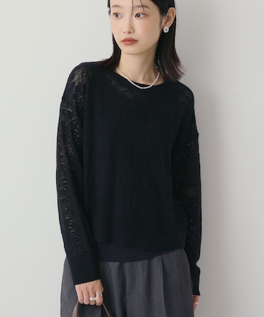 レース編みニットプルオーバー