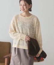 レース編みニットプルオーバー