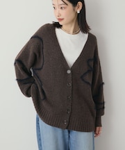 ニュアンスライン柄Vネックカーディガン