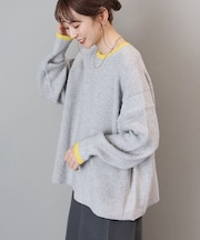 【WEB限定】配色ラインニットプルオーバー