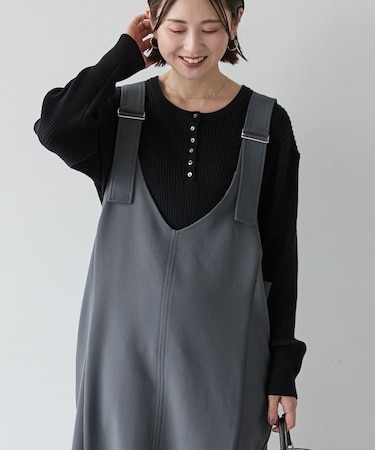 バイパチヘンリーネックリブニットプルオーバー＜静電気軽減＞