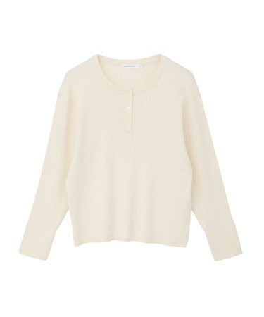 バイパチヘンリーネックリブニットプルオーバー＜静電気軽減＞