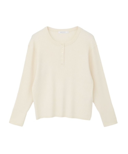 バイパチヘンリーネックリブニットプルオーバー＜静電気軽減＞