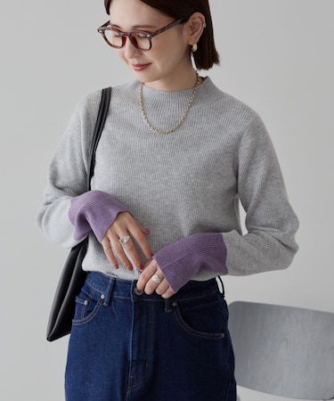 バイパチ袖配色リブプルオーバー＜静電気軽減＞