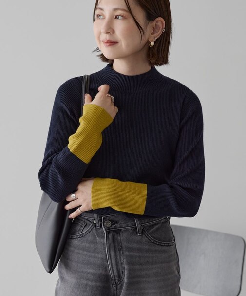 バイパチ袖配色リブプルオーバー＜静電気軽減＞