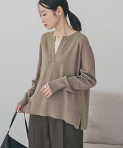 バイパチカフタンラグランニットプルオーバー<静電気軽減>