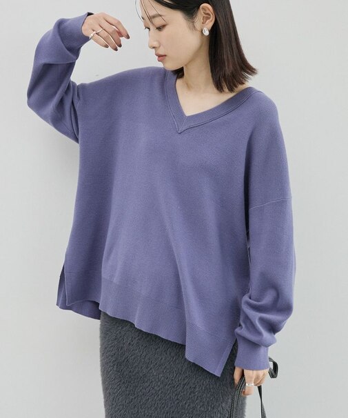 バイパチVネックニットプルオーバー＜静電気軽減＞