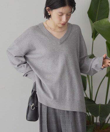バイパチVネックニットプルオーバー＜静電気軽減＞