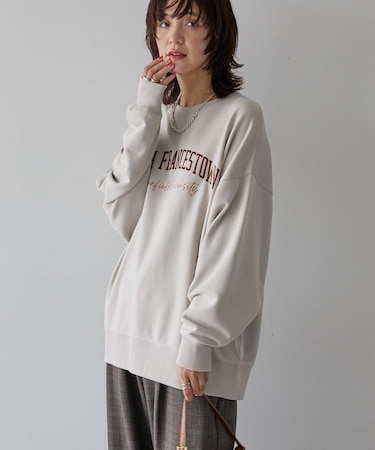 手書き風カレッジロゴ裏毛プルオーバー