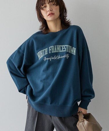 手書き風カレッジロゴ裏毛プルオーバー