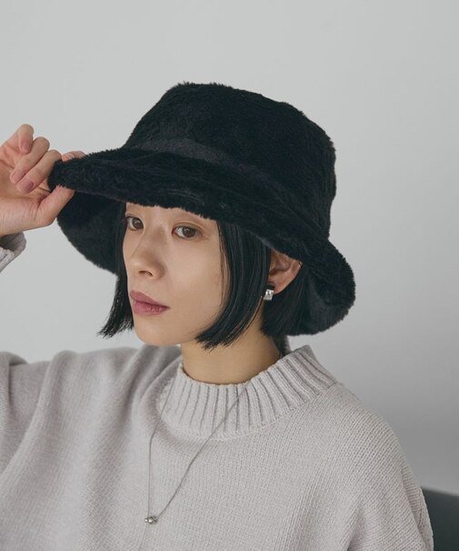 フェイクファーバケットハット