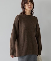 サイドスリットハイネックニットプルオーバー