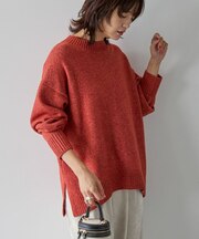 サイドスリットハイネックニットプルオーバー