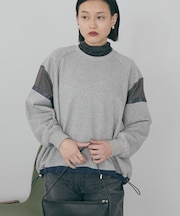 異素材ドロスト配色プルオーバー