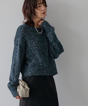 ラメmixネップニットプルオーバー