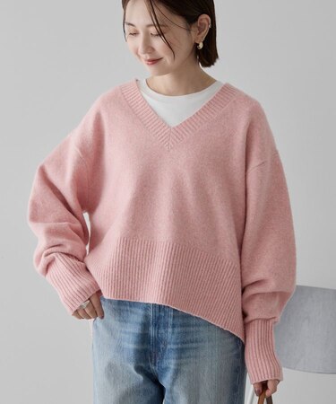 ワイドリブVネックプルオーバー