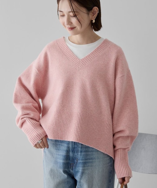 ワイドリブVネックプルオーバー