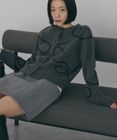 コード刺繍ショートカーディガン