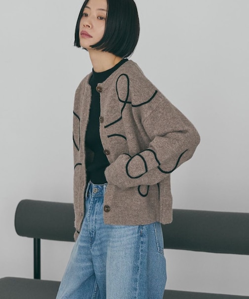 コード刺繍ショートカーディガン