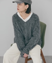 起毛シャギールーズニットプルオーバー