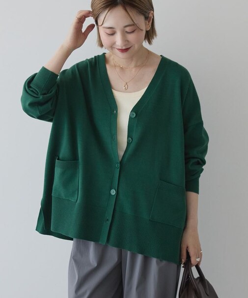 【WEB限定】バイパチVネックルーズカーディガン