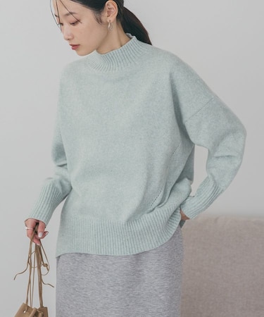モックネックコクーンニットプルオーバー