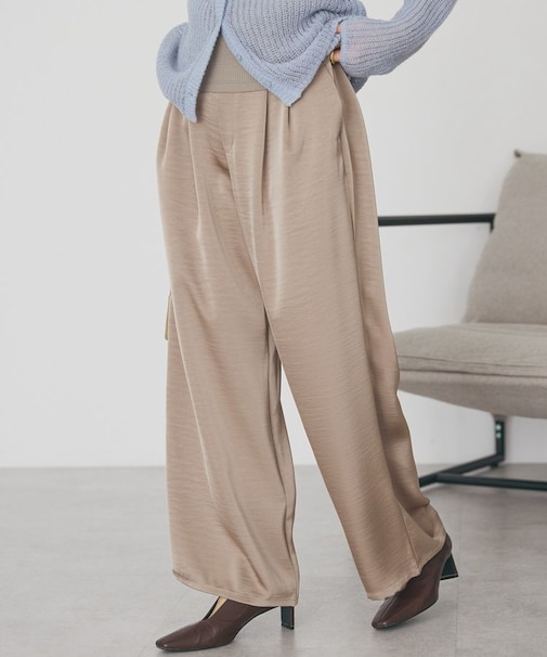 サテンリラックスイージーパンツ