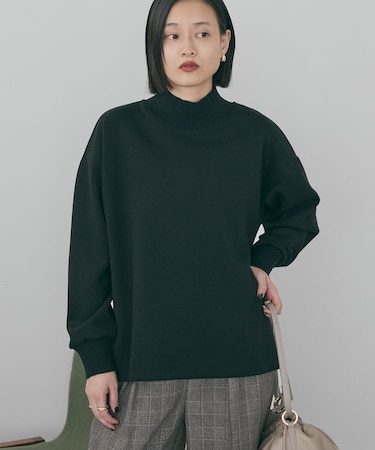 ハイネックリブポンチプルオーバー