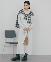 スムース起毛ボックスシルエットワンピース