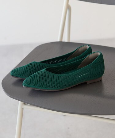 【整履き】メッシュニットフラットパンプス