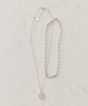 【ステンレス】コイン2連ネックレス