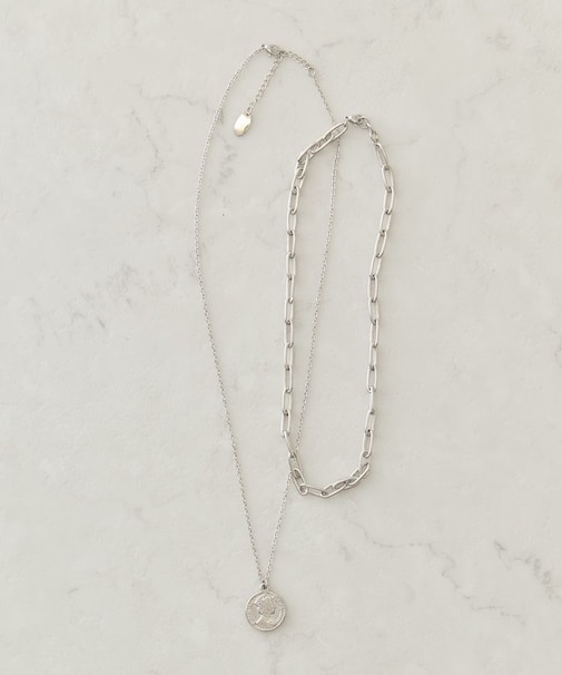 【ステンレス】コイン2連ネックレス