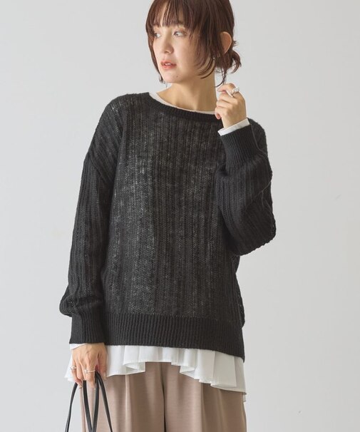 モヘアタッチルーズ編みプルオーバー