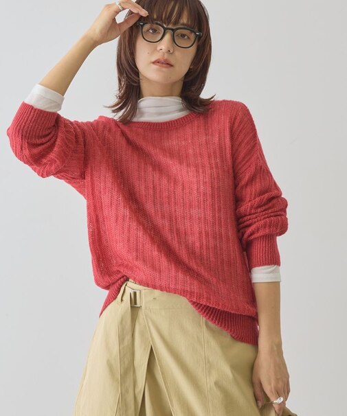 モヘアタッチルーズ編みプルオーバー